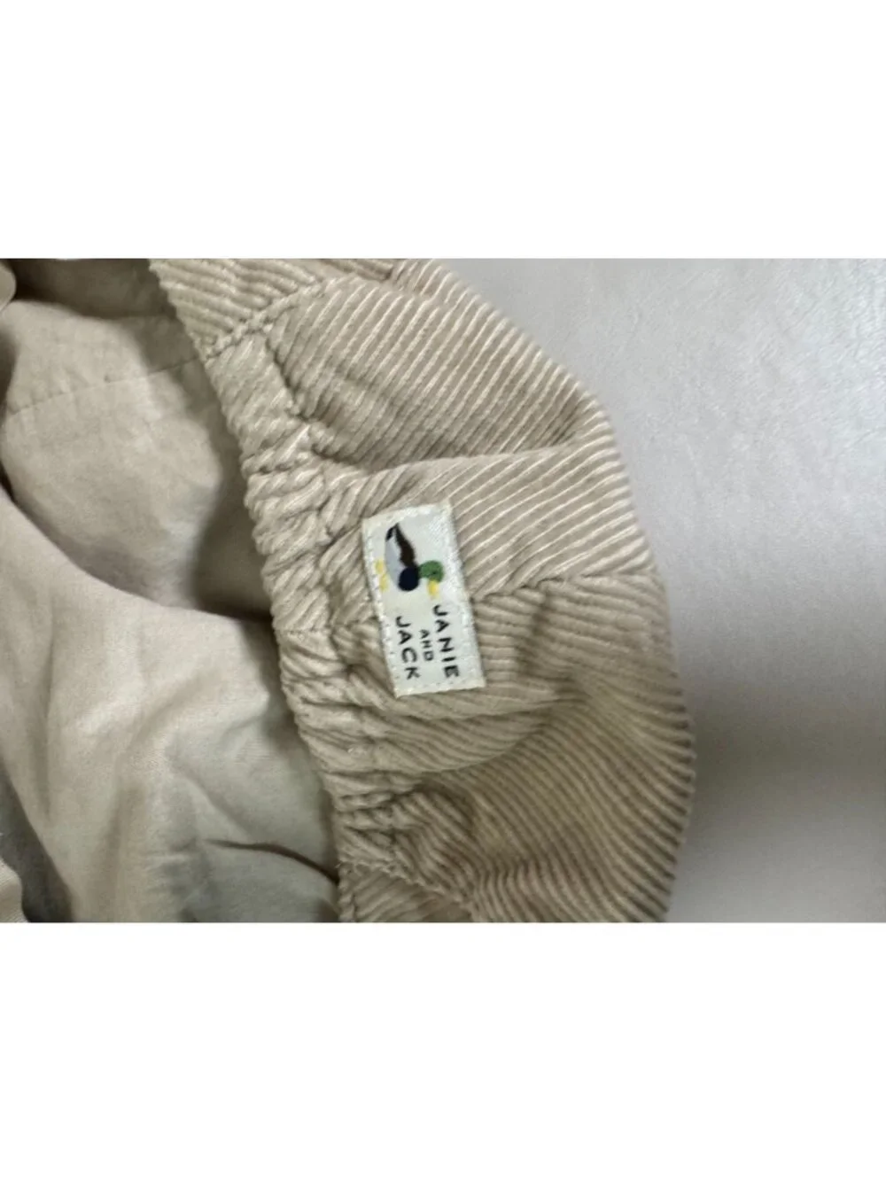 Janie And Jack Kids Beige Corduroy Newsboy Hat 4T-5T Adjustable Strap